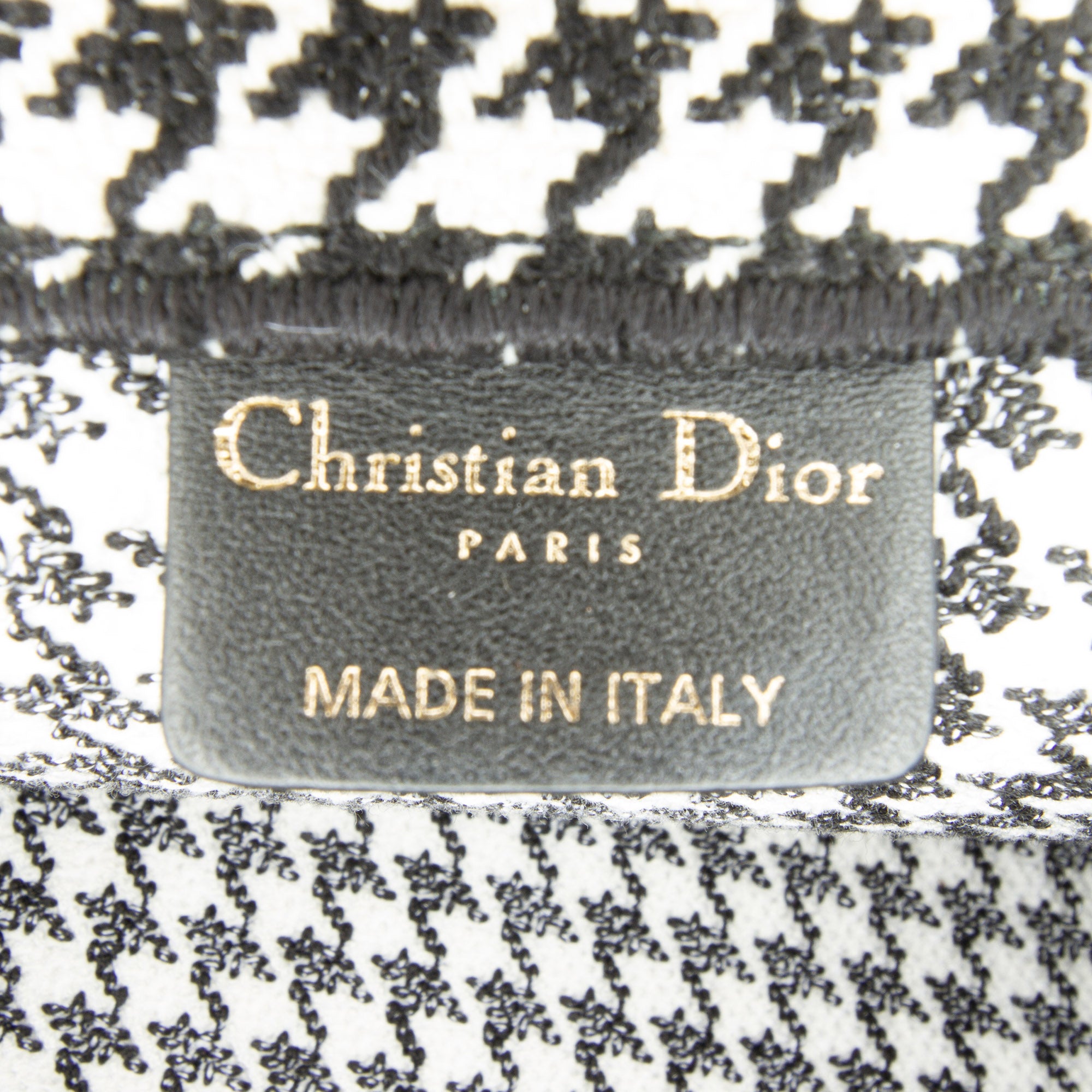 Dior | Pre-Owned Large Canvas Houndstooth Embroidered Book Tote - I | Black