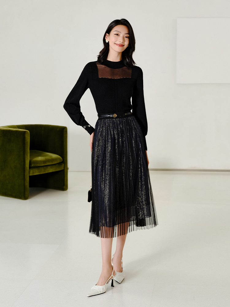 Elegant Wool Knit Sweater | Black