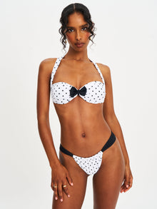 Oliveah Polka Dot Ruched Lacing Bikini Bottom | Black