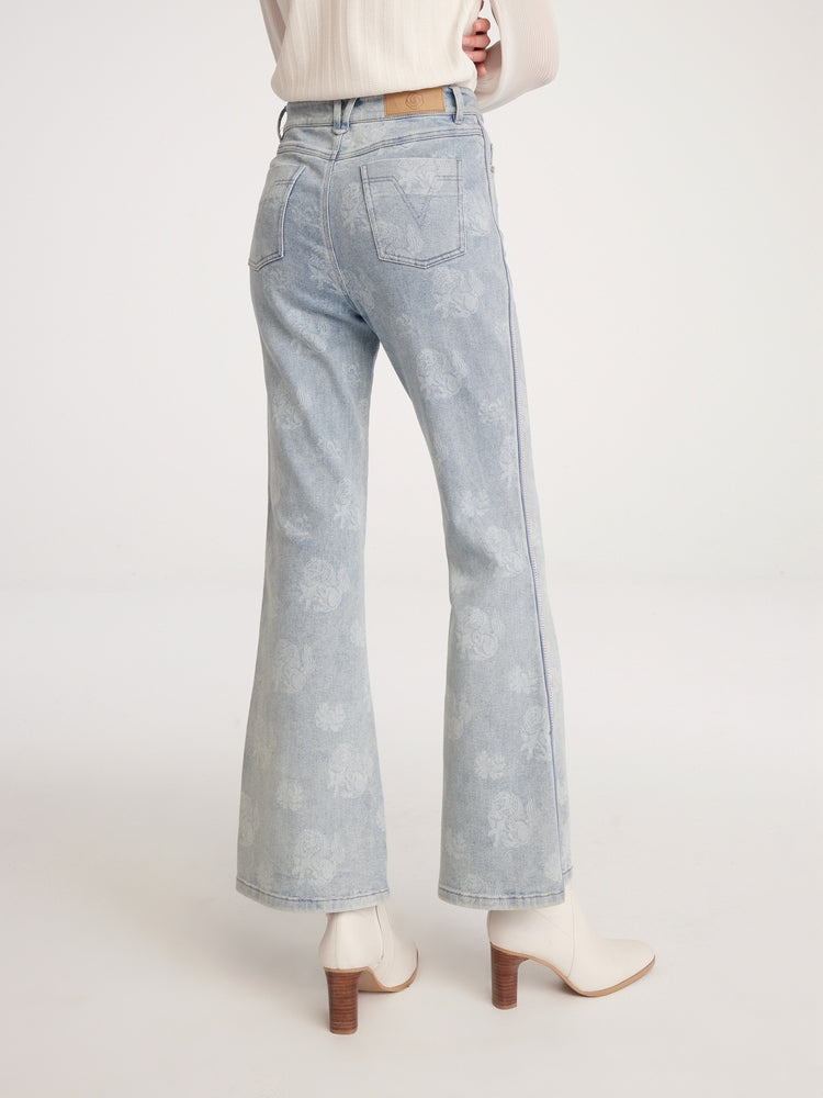 Slightly Flared Slit Jeans | Blue