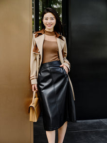 Wool Sheer Tulle Mock Neck Sweater | Brown