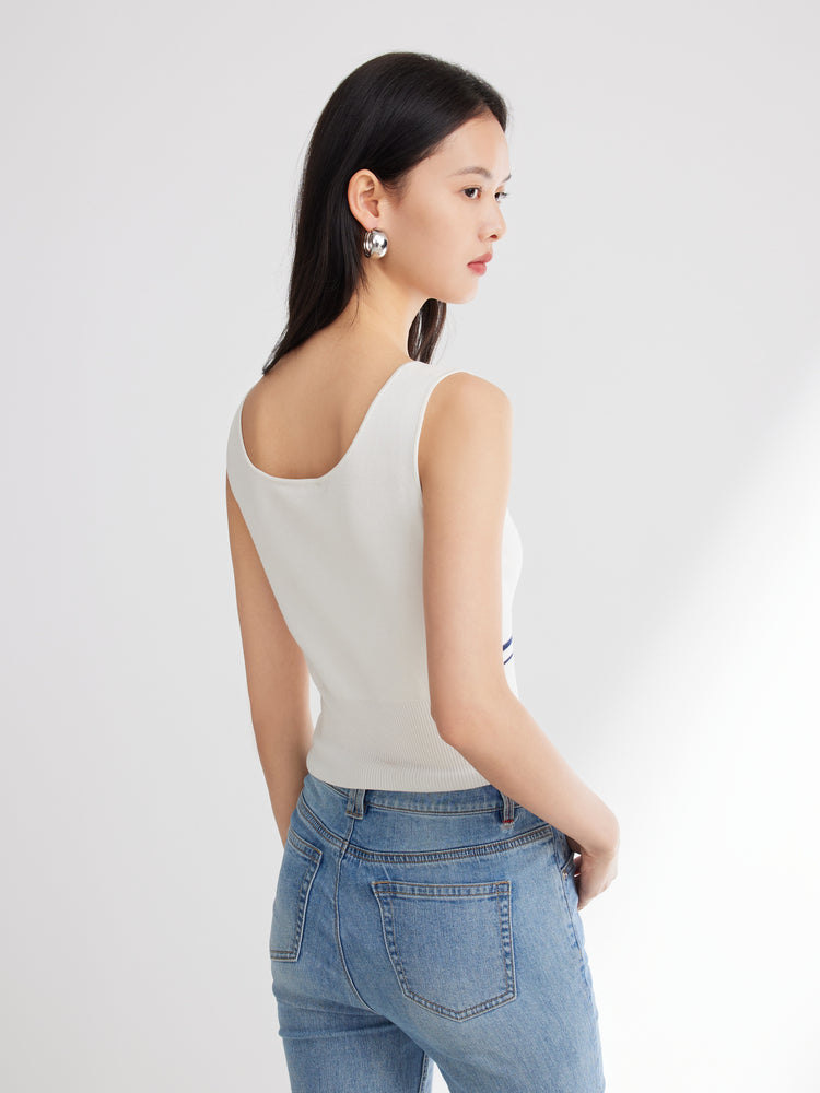 Sporty Knit Tank Top | White