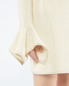 Elva Textured Boucle Tweed Dress | Creme