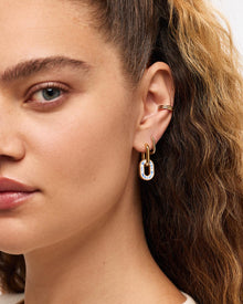 Ash Double Hoop Earrings | 14K Gold on Brass | Marble Blue Enamel