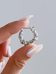 Paris Twisted Hoop Earrings | Rhodium on Sterling Silver