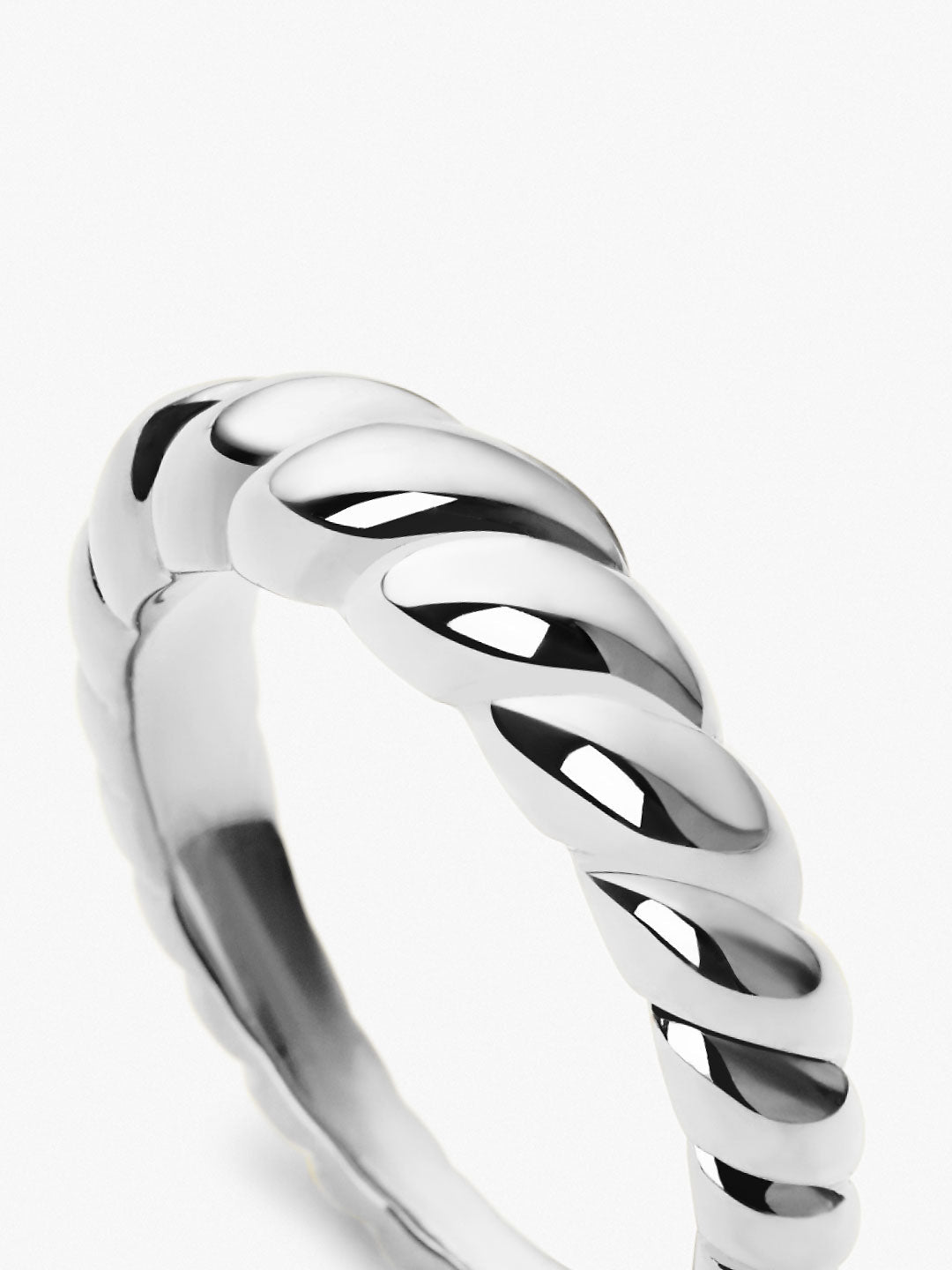 Rope Slim Twist Ring | Rhodium on Stainless Steel