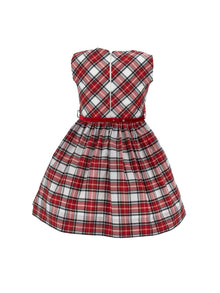 Girls | Tartan Taffeta Pinafore Dress | Red/Cream
