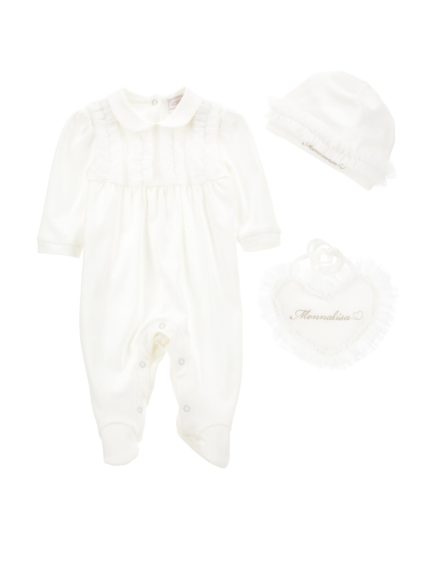 Girls | Three-Piece Suit With Ruffles | Cream