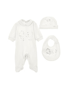 Girls | 3-Piece Set With Gold Bows | Cream