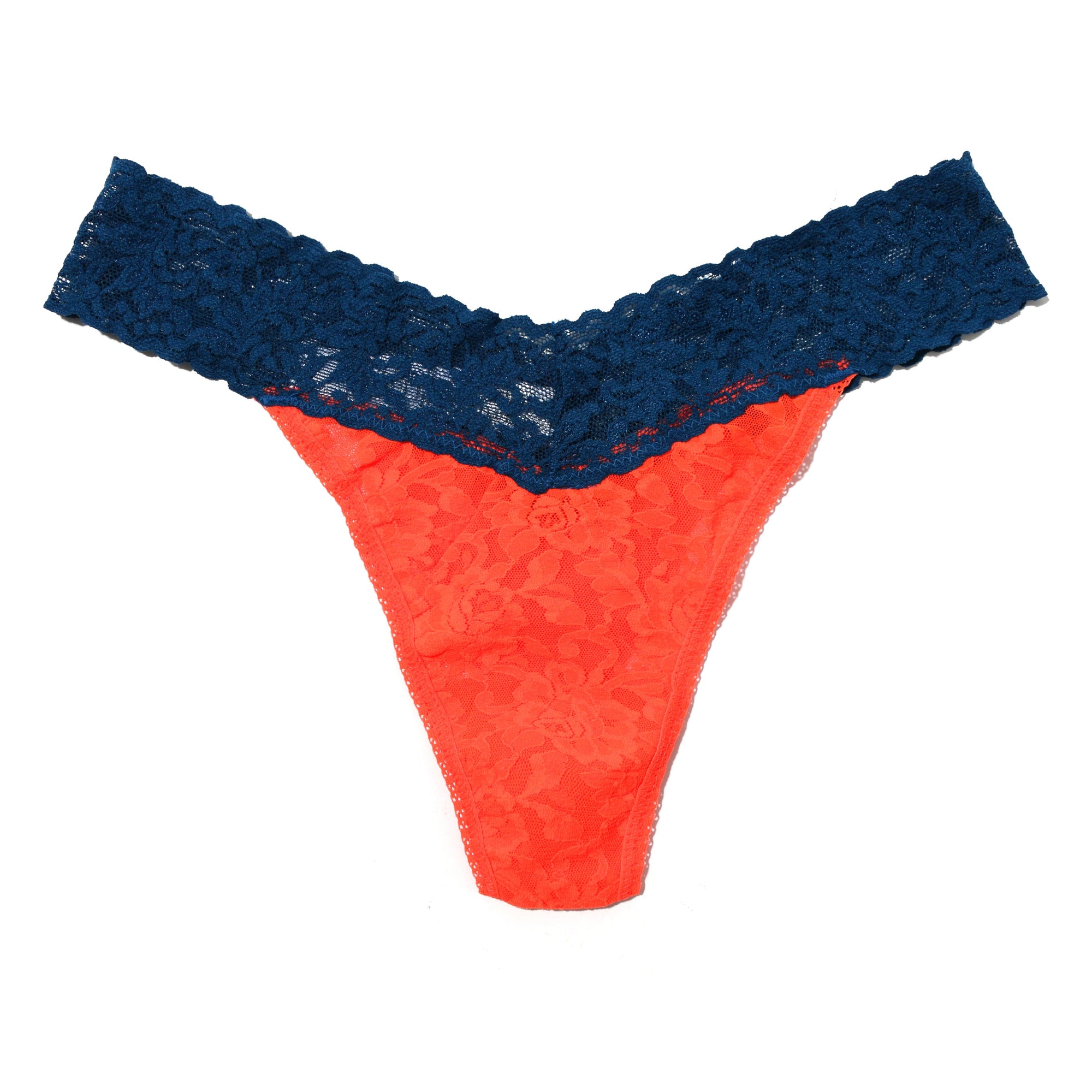 Signature Lace Original Rise Thong | Tangelo x Oxford Blue