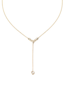 Classique Bezel Y-Necklace | Clear Topaz | 14K Yellow Gold