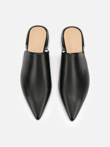 Low-Heel Mule Pointed Slippers | Black