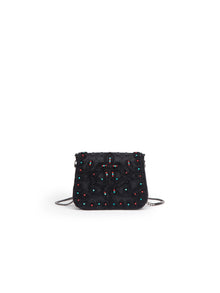 Beaded Textured Handbag | Black