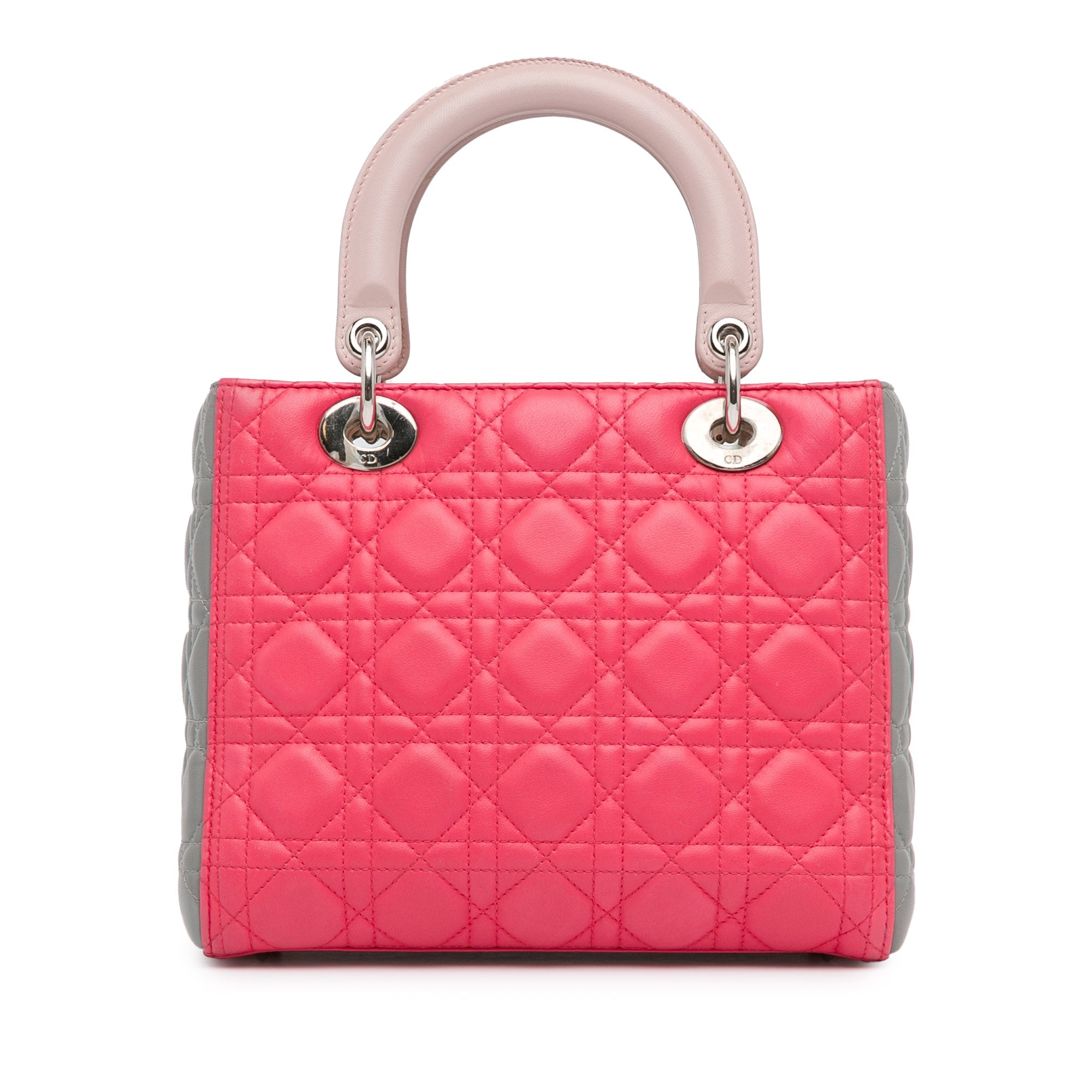 Dior | Pre-Owned Medium Tricolor Lambskin Cannage Lady | PinkPink/Light Pink