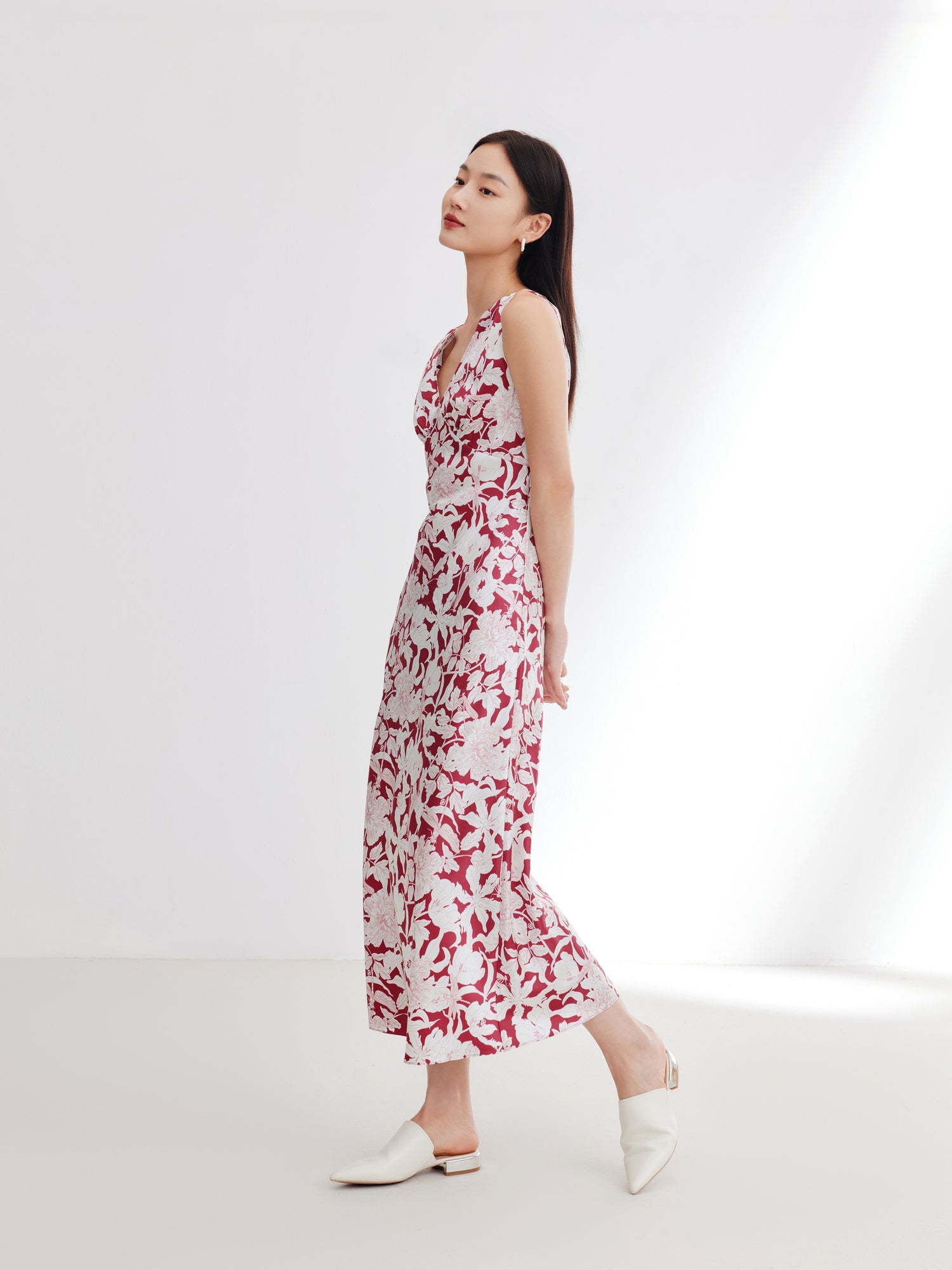 Silk Printed Dress | Red