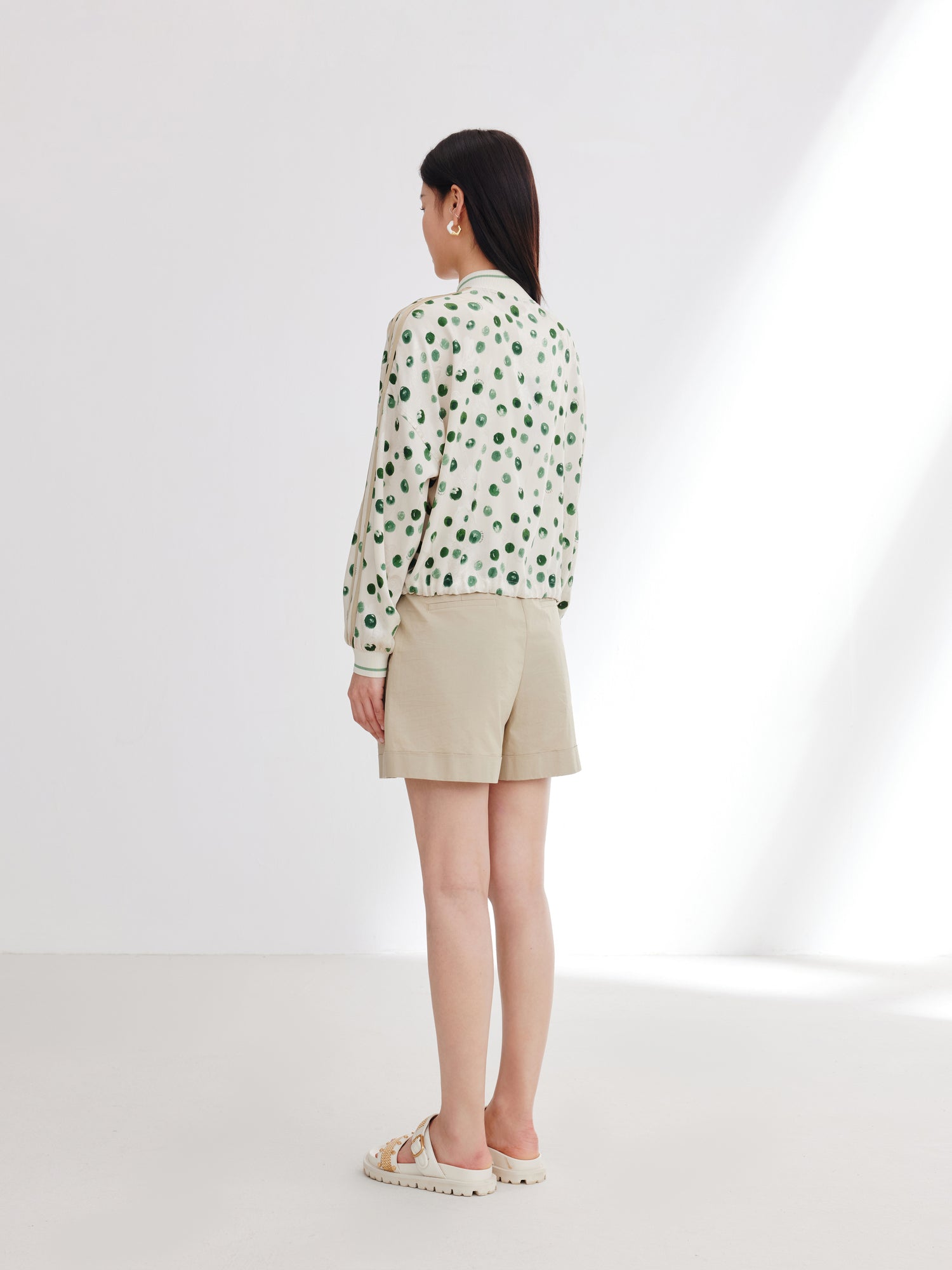 Polka Dot Silk Blazer | Green