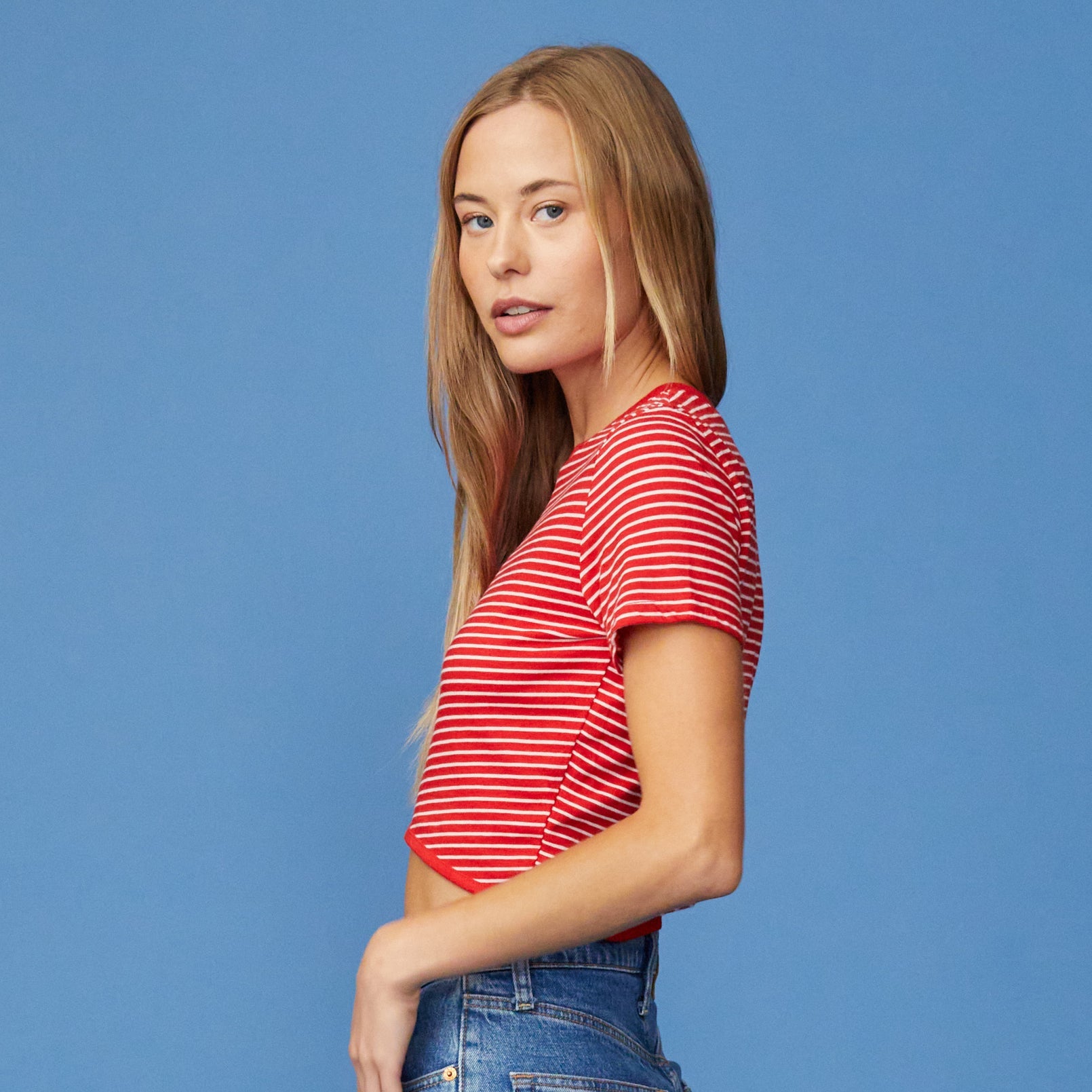 Stripe Cropped Top | Women | Blood Red