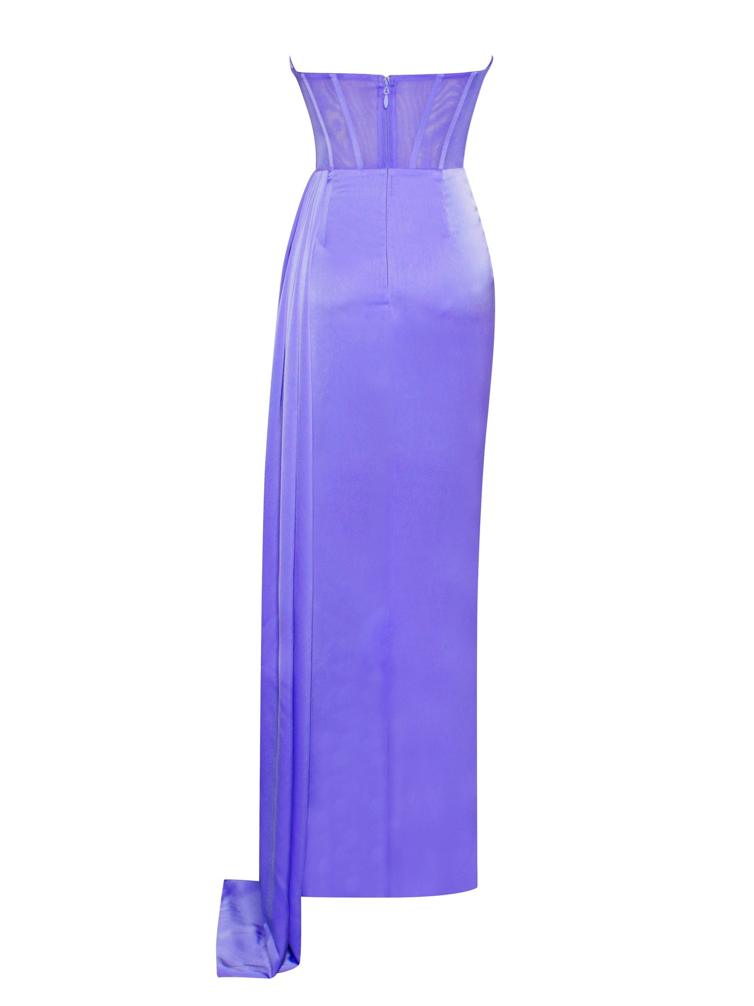 Prisa Very High Slit Satin Corset Gown | Periwinkle