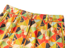 High-Waisted Print Flared Pants | Green