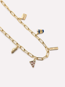 14K Gold Plated Cubic Zirconia Enamel Statement Taxi Pizza Coffee Card Lobster Clasp Pendant Necklaces For Women Ana Luisa A New York Minute Necklace