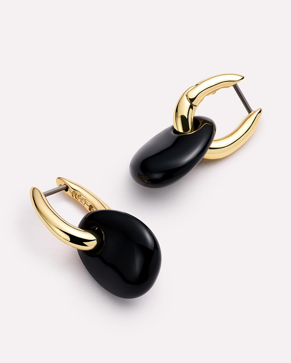 Kayla Drop Earrings | 14K Gold on Brass | Black Recycled Glass
