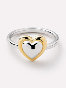 Camelia Heart Ring | 14K Gold on Brass/Rhodium on Brass