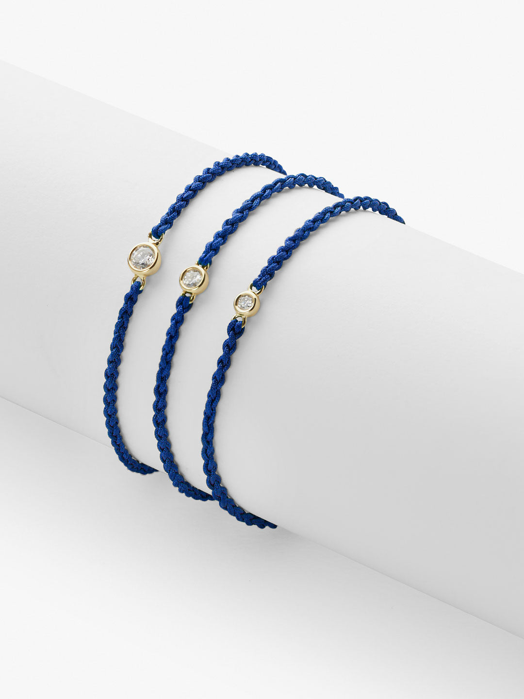 Medium Blue Cord Bracelet | 14K Gold on Sterling Silver | 0.06 CTW Diamonds