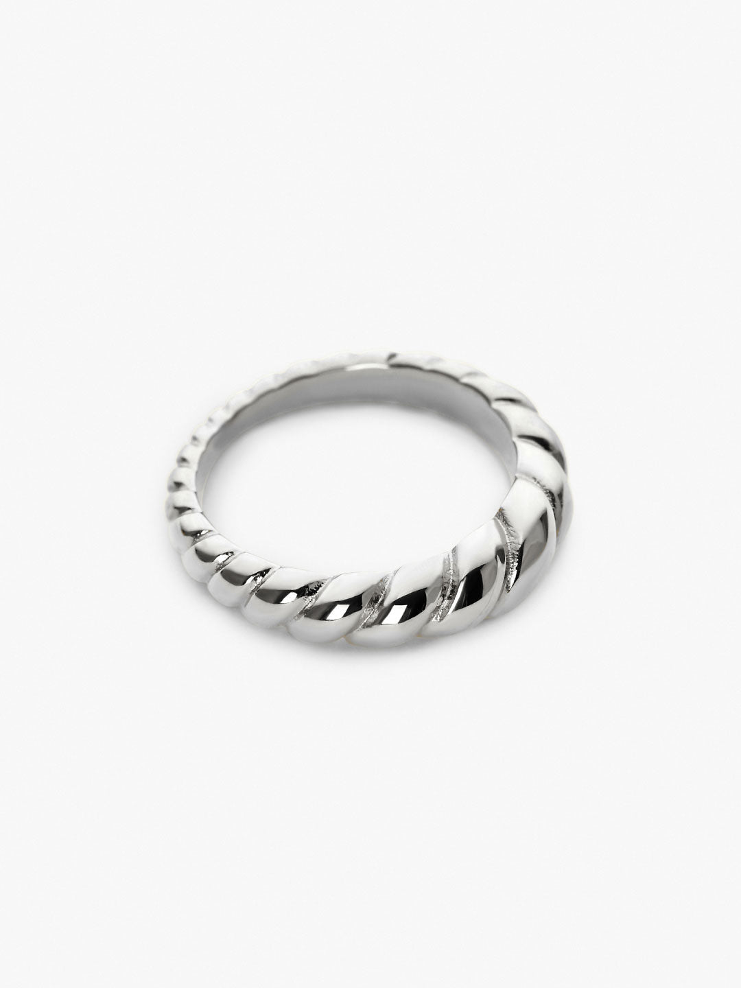 Rope Slim Twist Ring | Rhodium on Stainless Steel