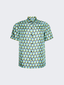 Men | Botter | Classic Short Sleeve Shirt | Blue Fish Silk