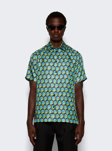 Men | Botter | Classic Short Sleeve Shirt | Blue Fish Silk