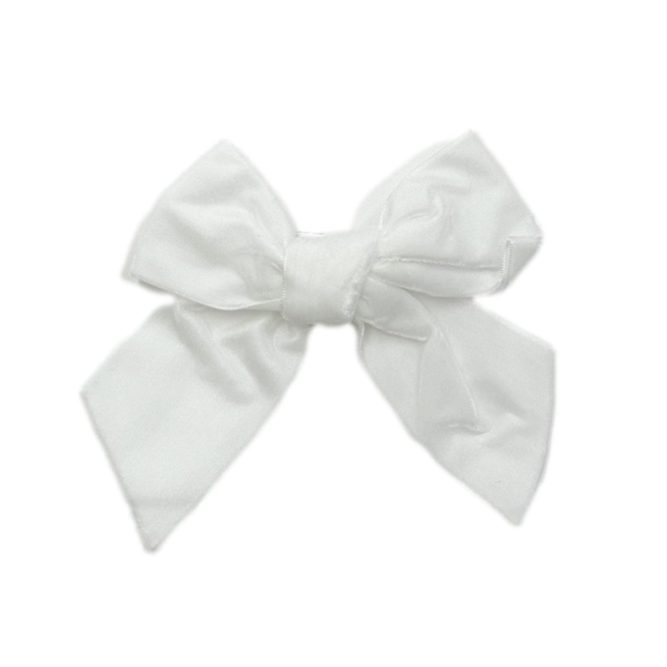 White Velvet Bow Hair Clip | White