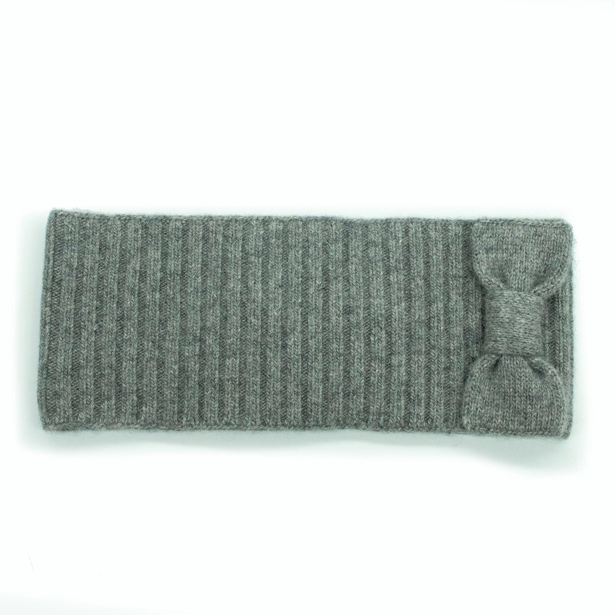 Ribbed Headband With Bow | Light Grey