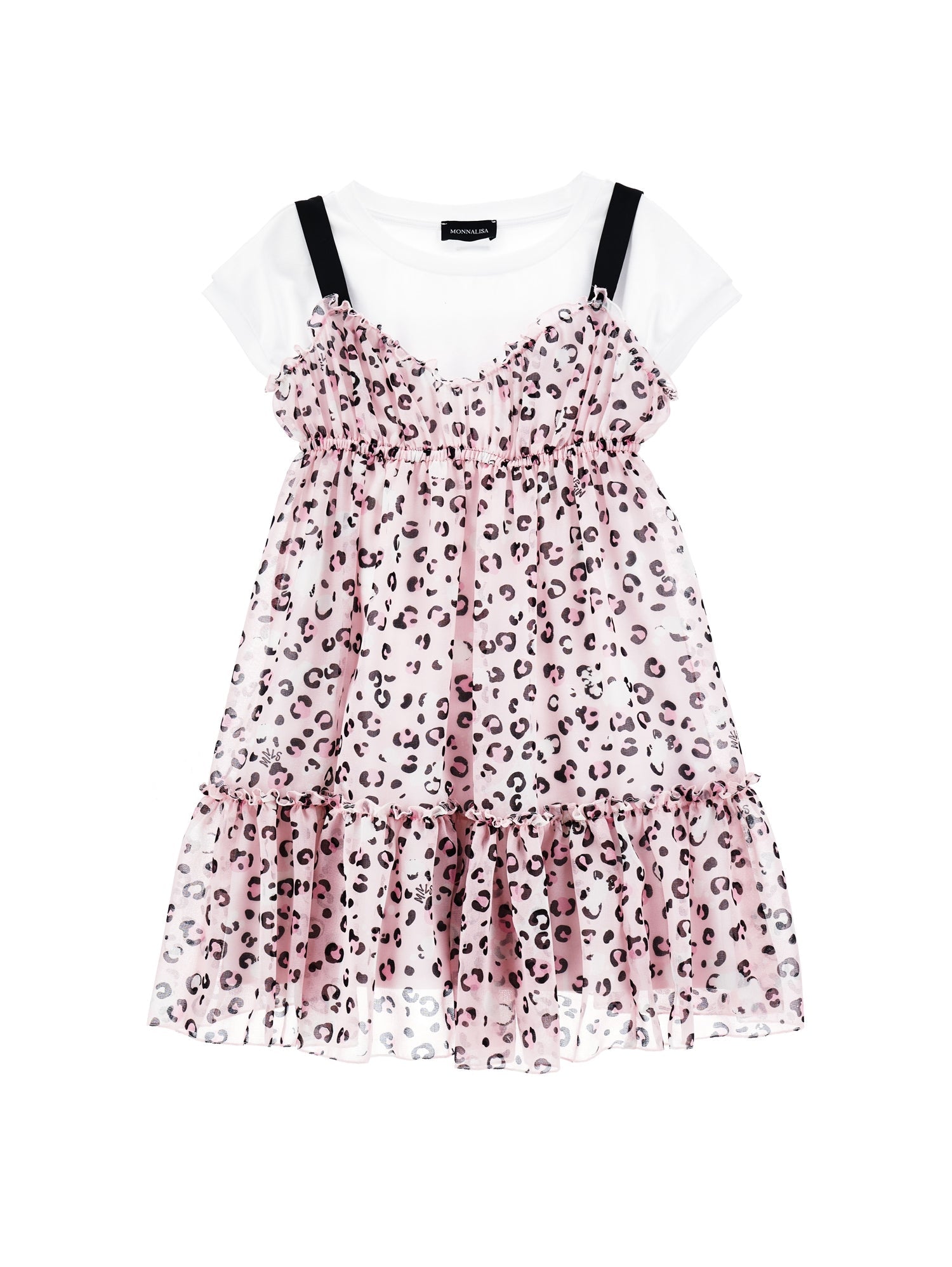 Girls | Georgette Slip Dress With T-Shirt | FairyTale Pink/Black