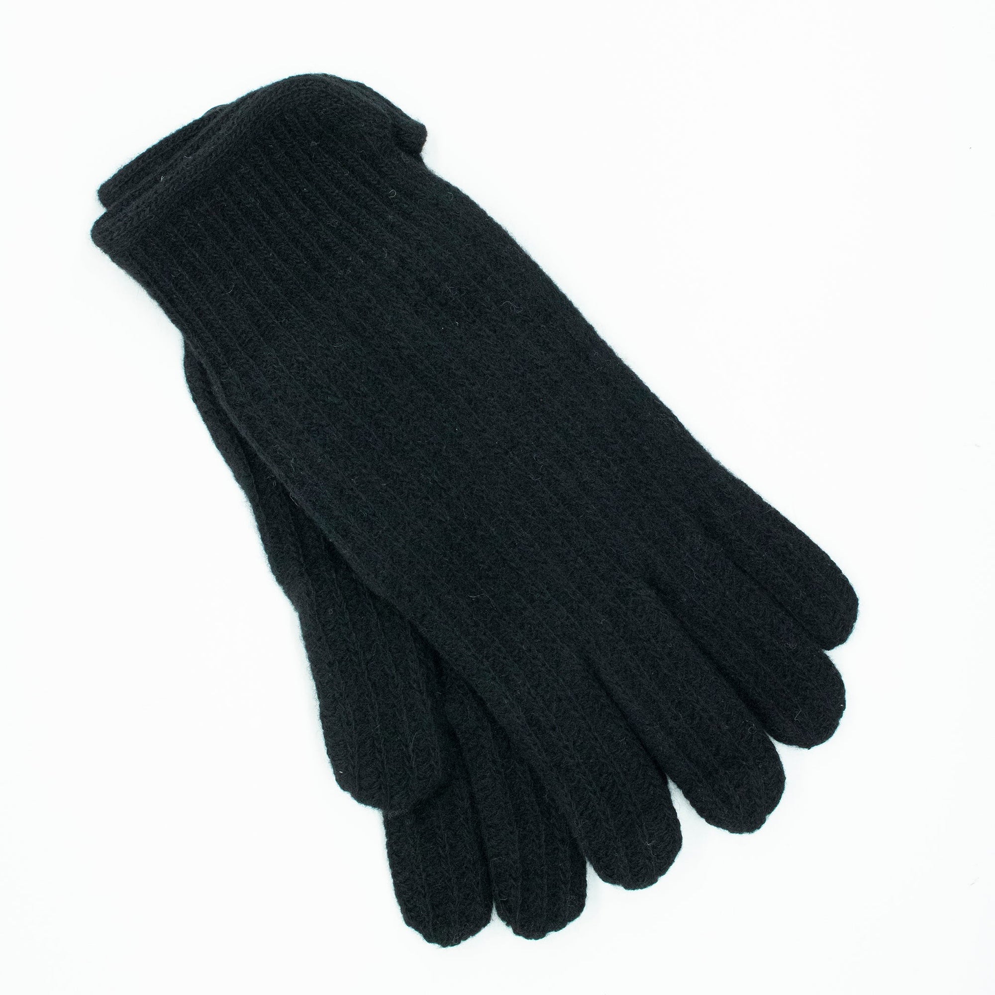 Men's Cashmere Ribbed Gloves | Black