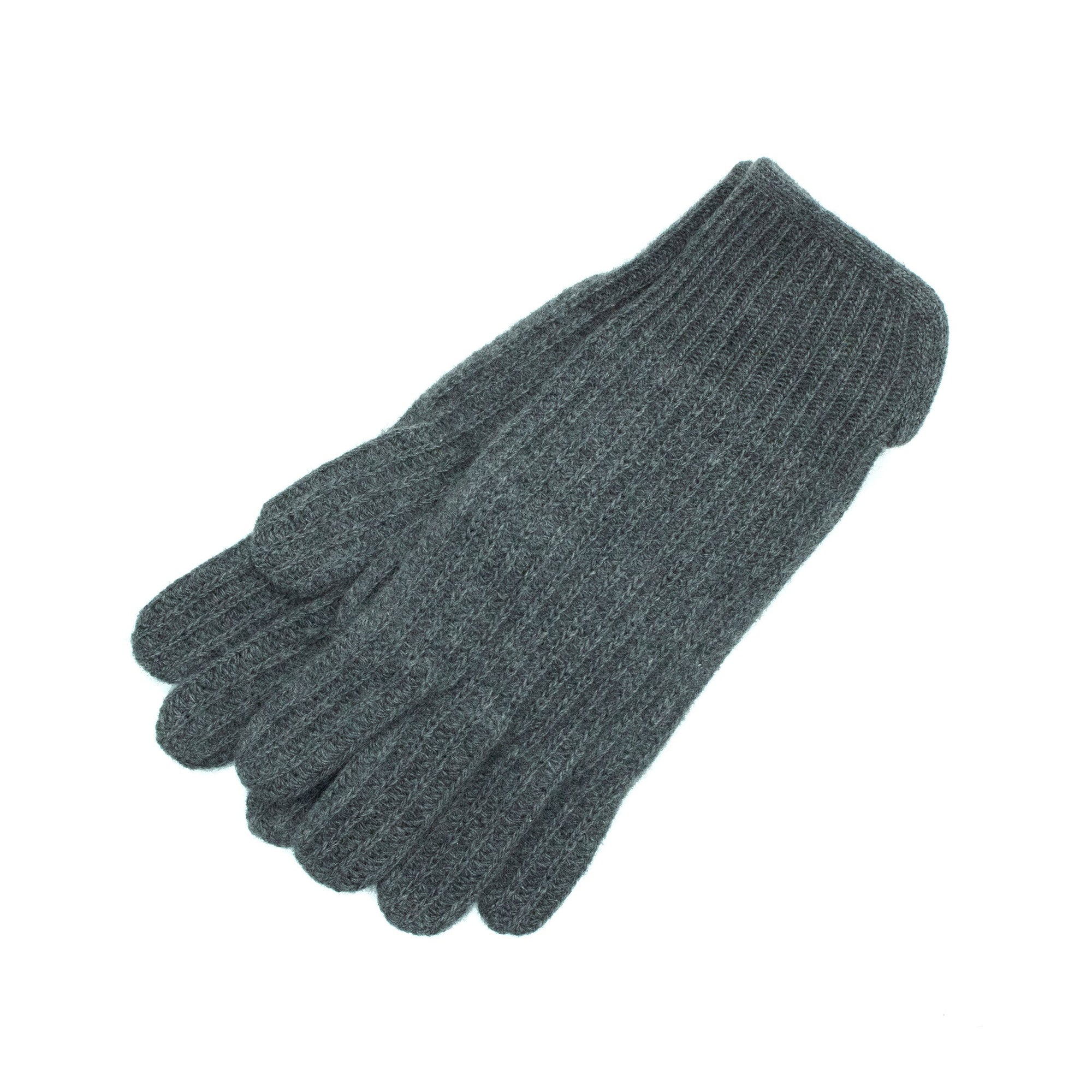 Men's Cashmere Ribbed Gloves | Dark Grey