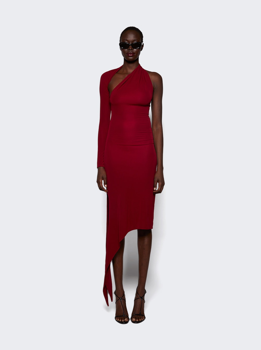 Women | Courrèges | One Shoulder Crepe Dress Grenat