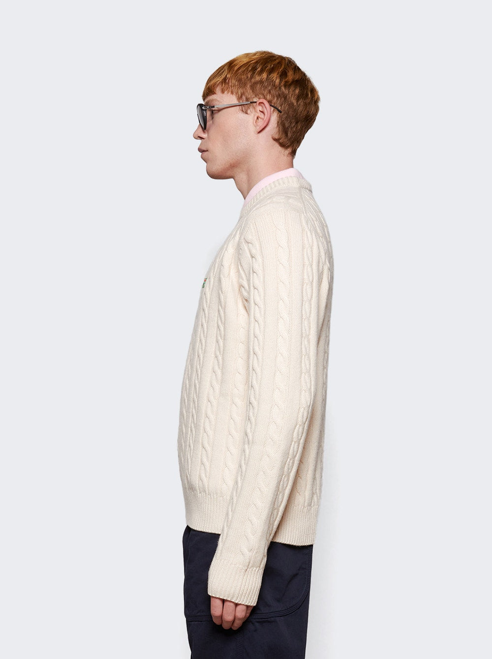 Men | FILA+ | Cable Knit Crewneck Sweater | White