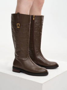 knee-high leather Boots | Brown