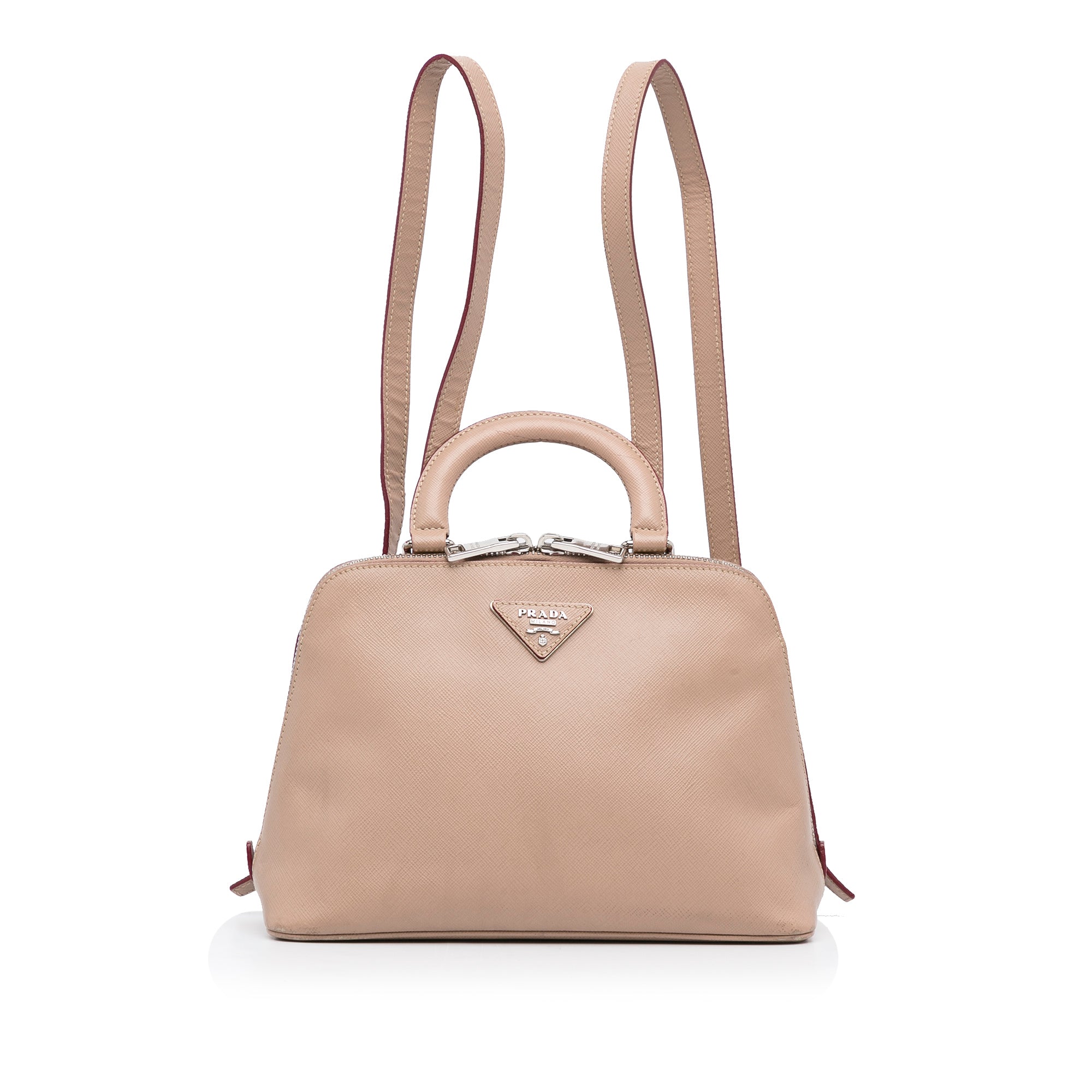 Prada | Pre-Owned Saffiano Lux Promenade Backpack | Brown/Nude