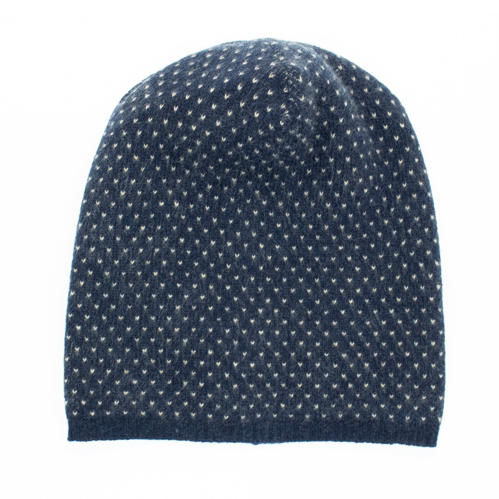 Cashmere Slouchy Hat In Fancy Design | Dark Blue