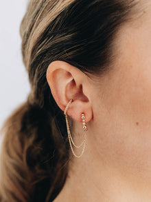 Dew Drop Hoop & Ear Cuff Duo | 14K Yellow Gold