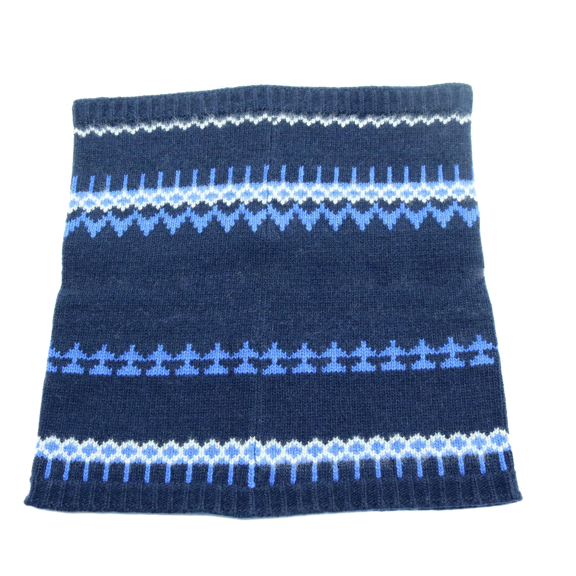 Cashmere Neck Warmer In Nordic Design | Blue Combo