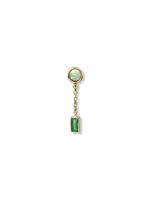 Cleo Carre Chain Drop Earrings | Australian Opal/Emerald | 14K Yellow Gold