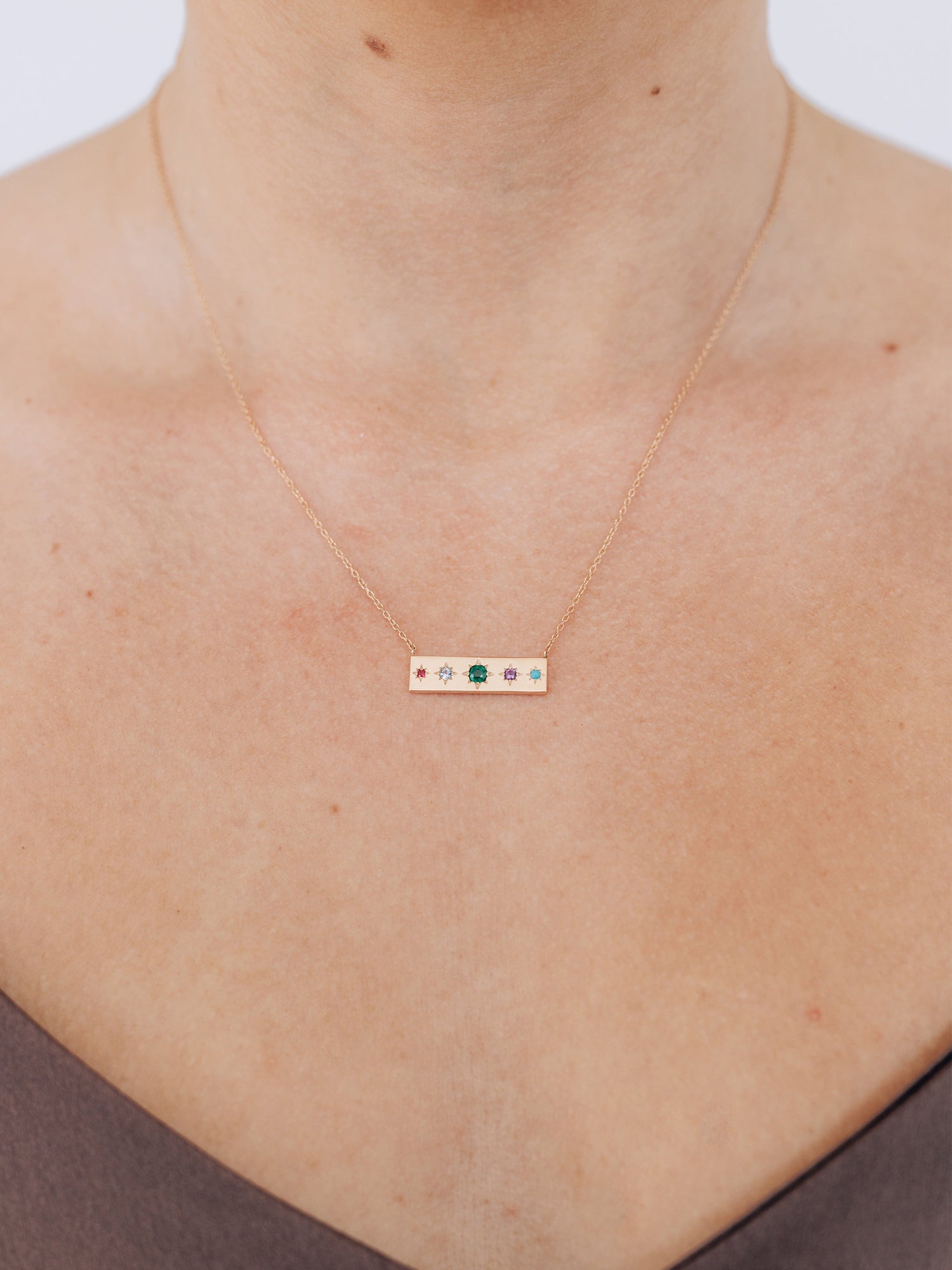 Aztec Milly Rainbow Necklace | Multi Stones | 14K Yellow Gold