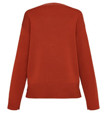 Wool Embroidered Sweater | Orange