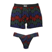Signature Lace Original Rise Thong & Saxx Boxer Brief | Snow Flake Chevron (Black)