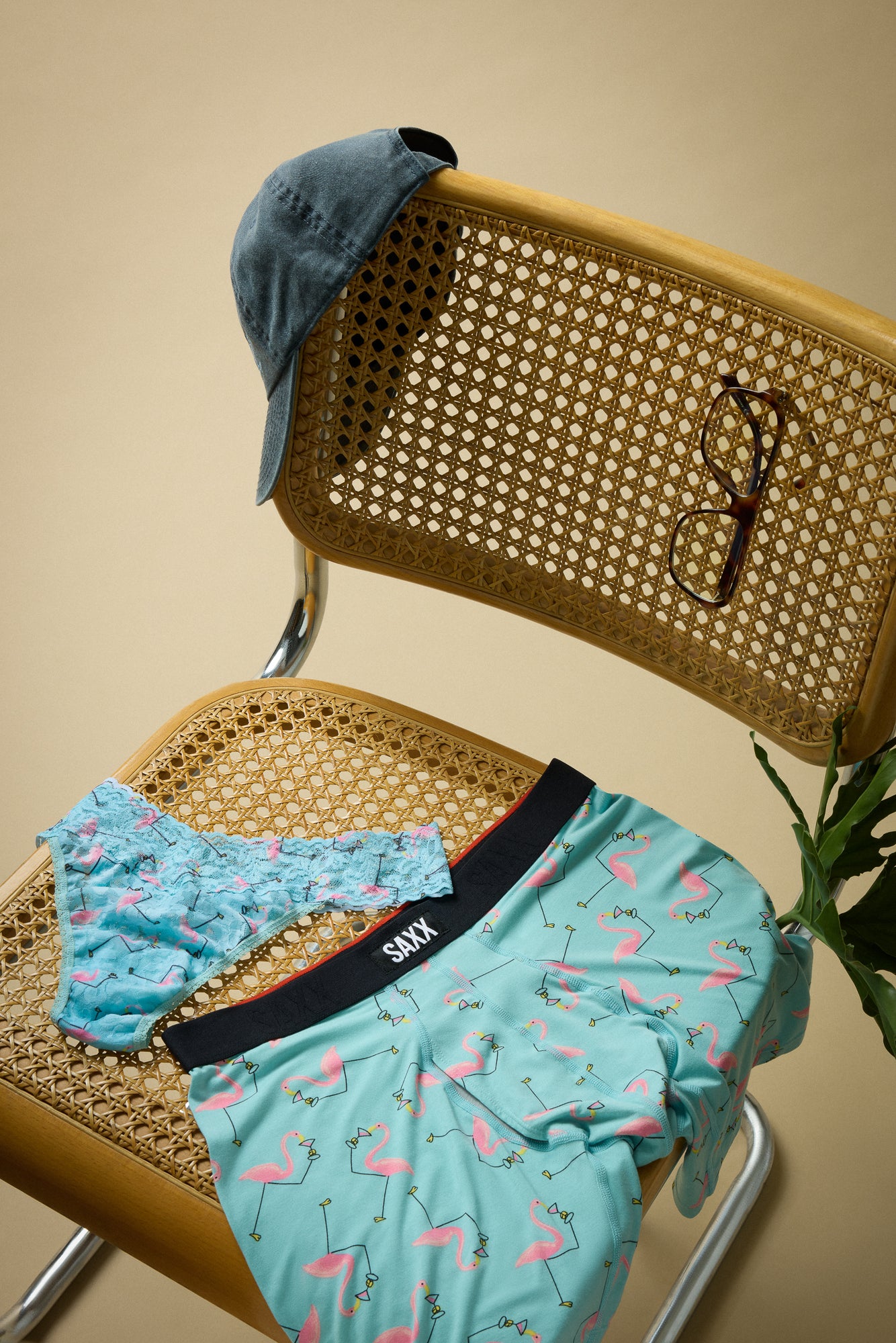 Signature Lace Original Rise Thong & Saxx Boxer Brief | Drinko Flamingo