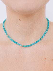 Boheme Smooth Paraiba Opal Rondelle Necklace | Paraiba Opal | 18K Yellow Gold