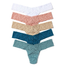 5-Pack Signature Lace Low Rise Thongs | White/Seashell Beige/Sand/Storm Cloud Blue/Duck Egg Blue