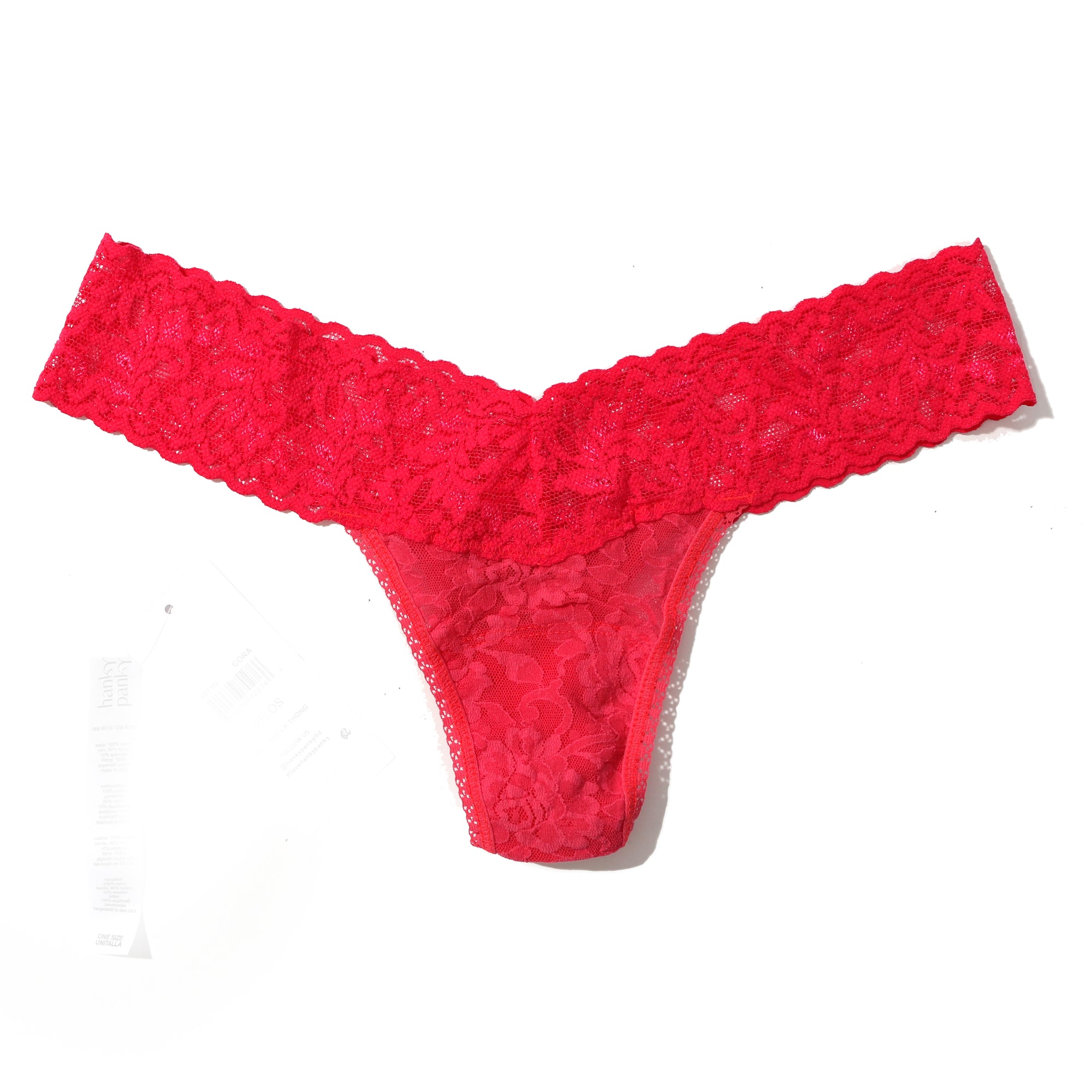 Signature Lace Low Rise Thong | Coral